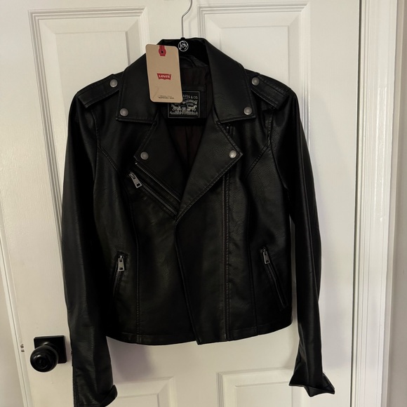 NWT Levi's Faux Leather Classic Asymmetrical Motorcycle Jacket Black Small - Picture 2 of 5